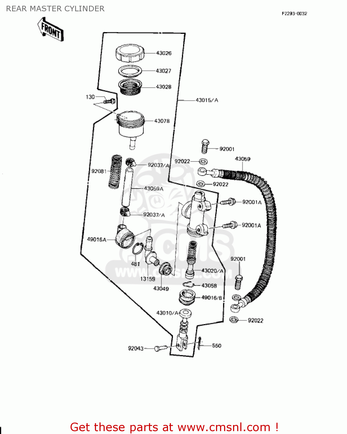 REAR MASTER CYLINDER KZ1000J2 1982 USA CANADA