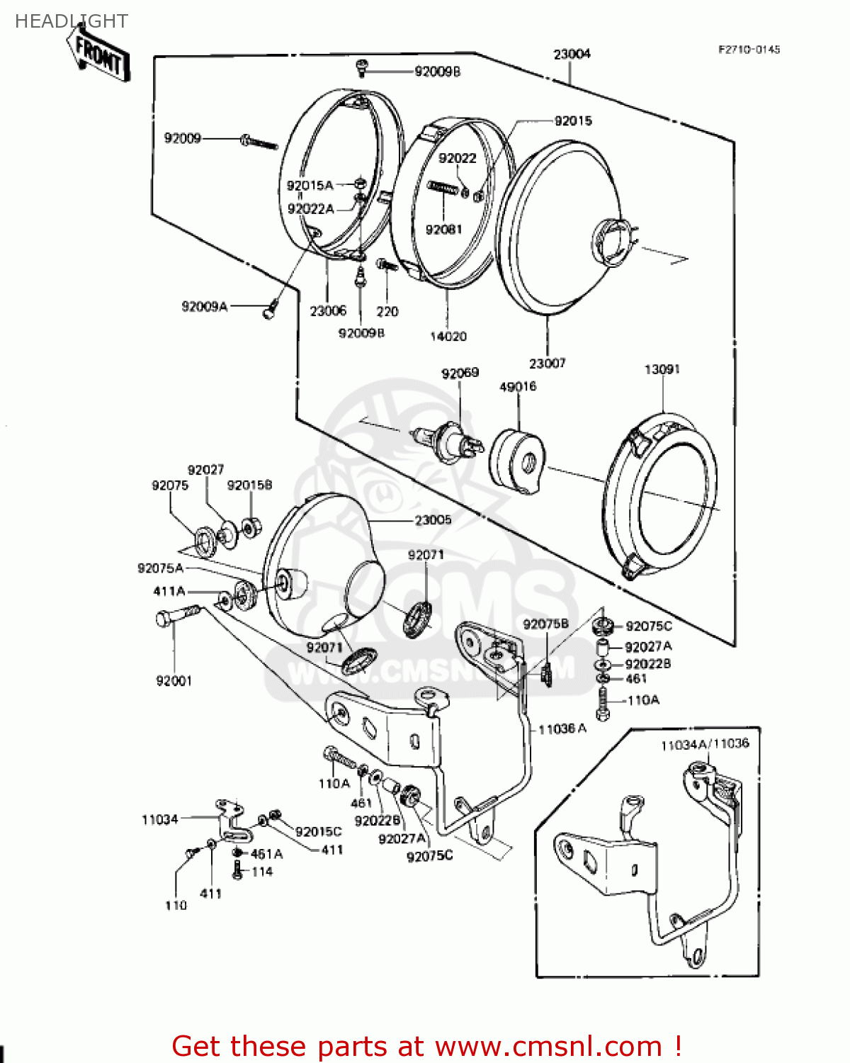 HEADLIGHT KZ1000J2 1982 USA CANADA