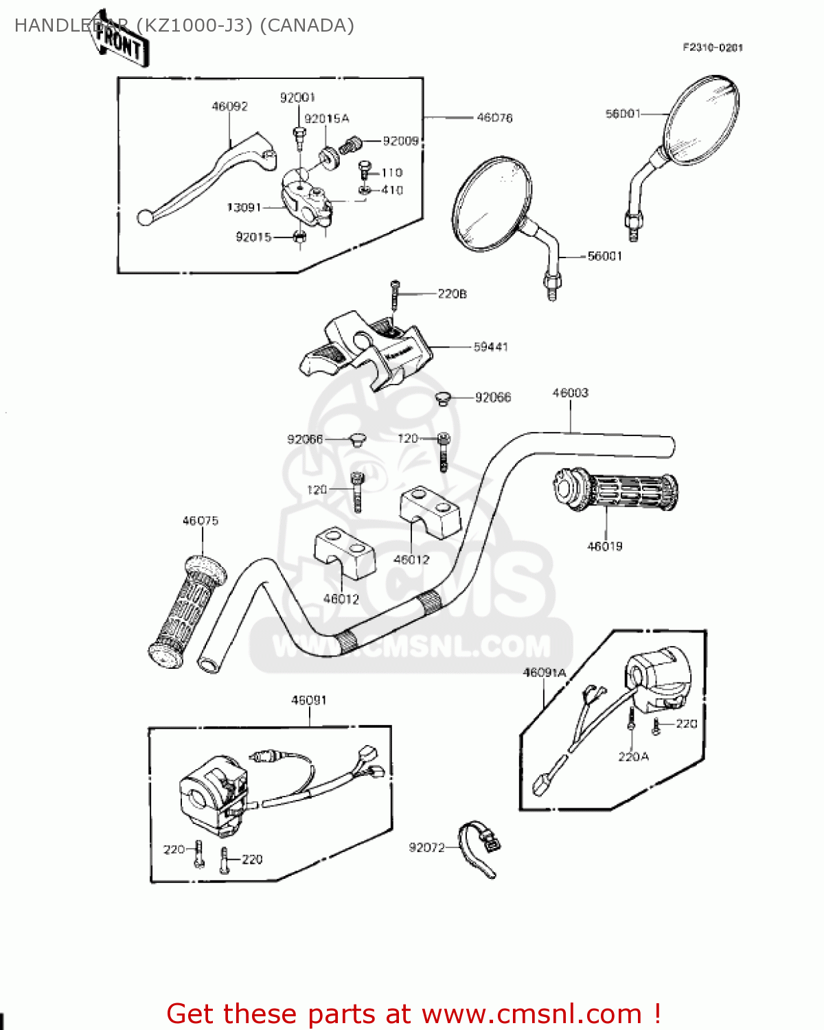 HANDLEBAR (KZ1000-J3) (CANADA) KZ1000J2 1982 USA CANADA