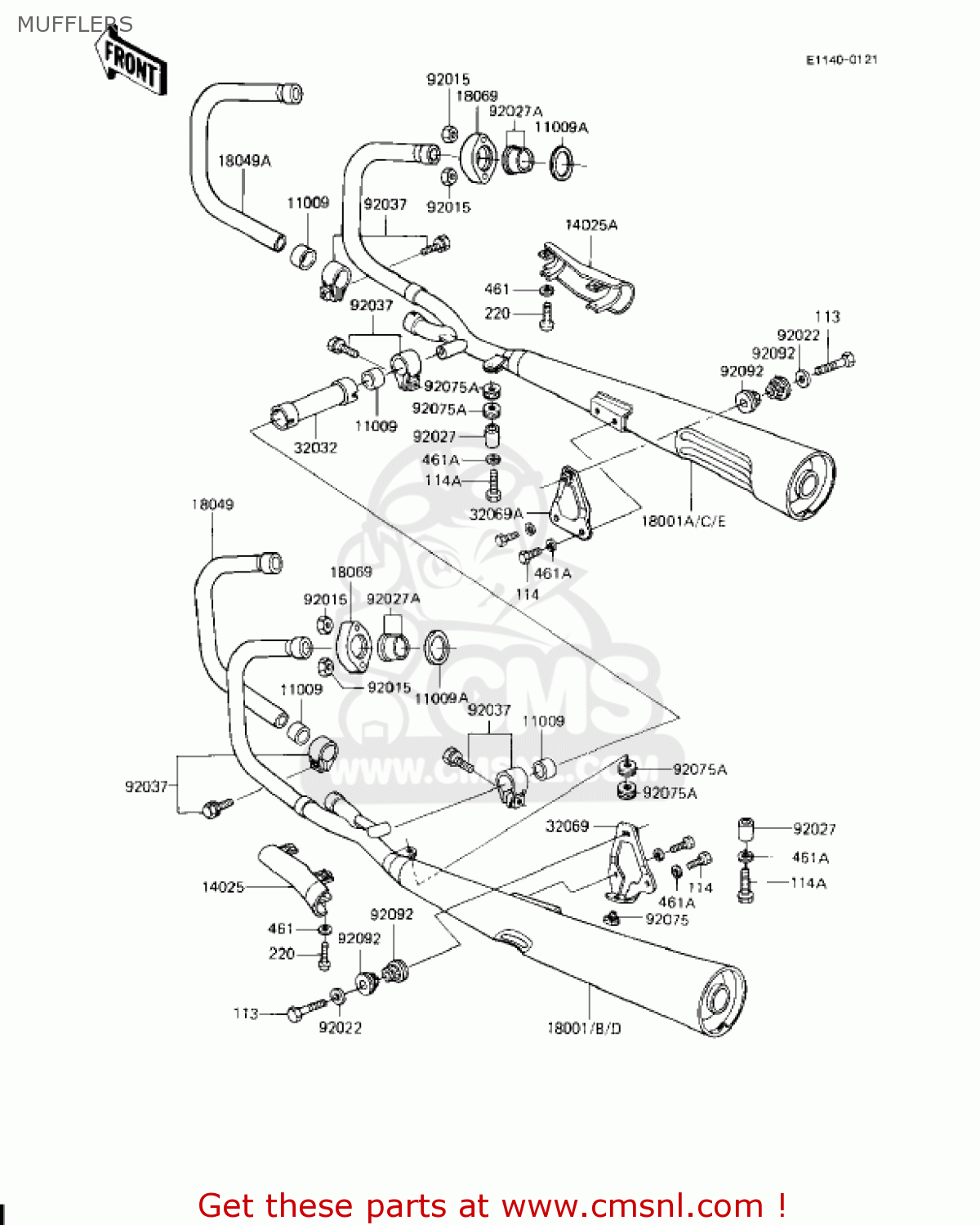 MUFFLERS KZ1000J3 1983 USA CANADA