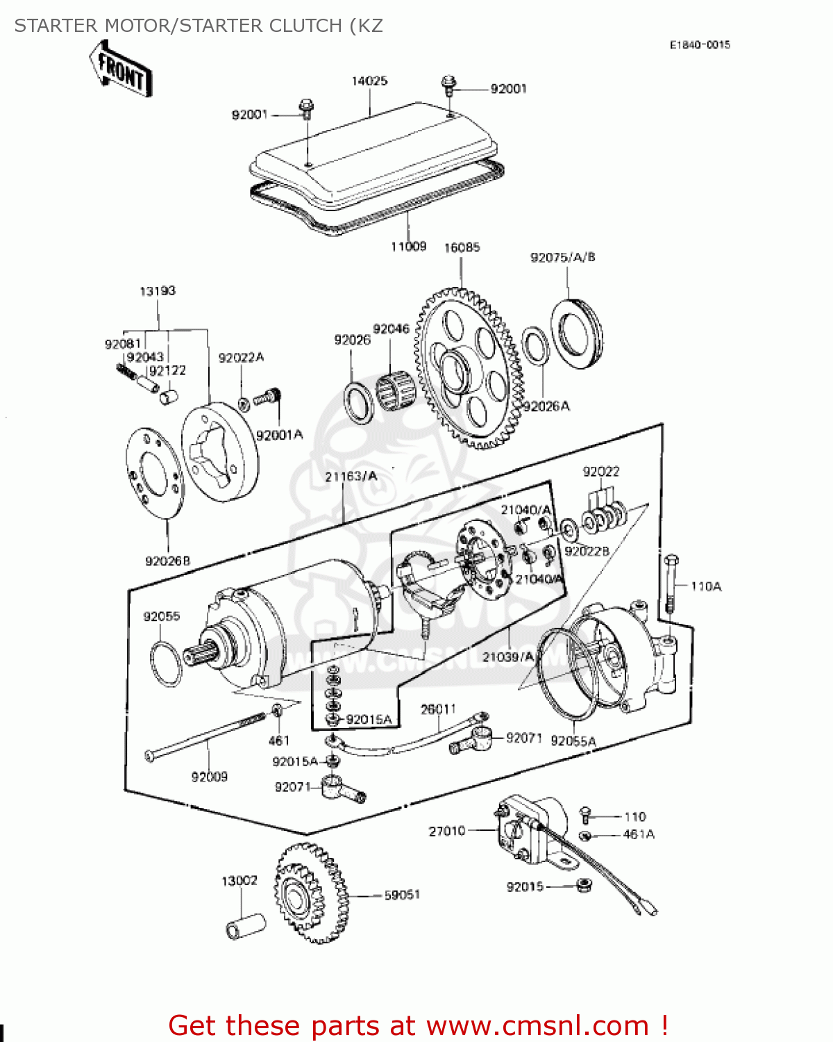 STARTER MOTOR/STARTER CLUTCH (KZ KZ1000J3 1983 USA CANADA