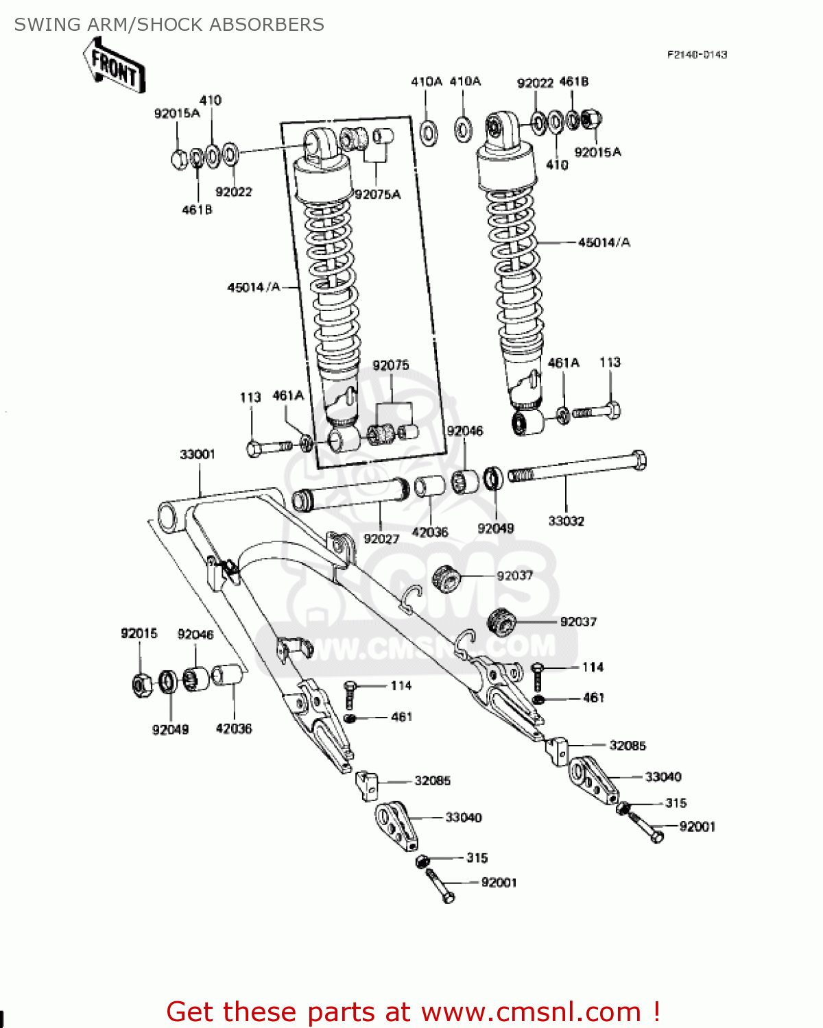 SWING ARM/SHOCK ABSORBERS KZ1000J3 1983 USA CANADA