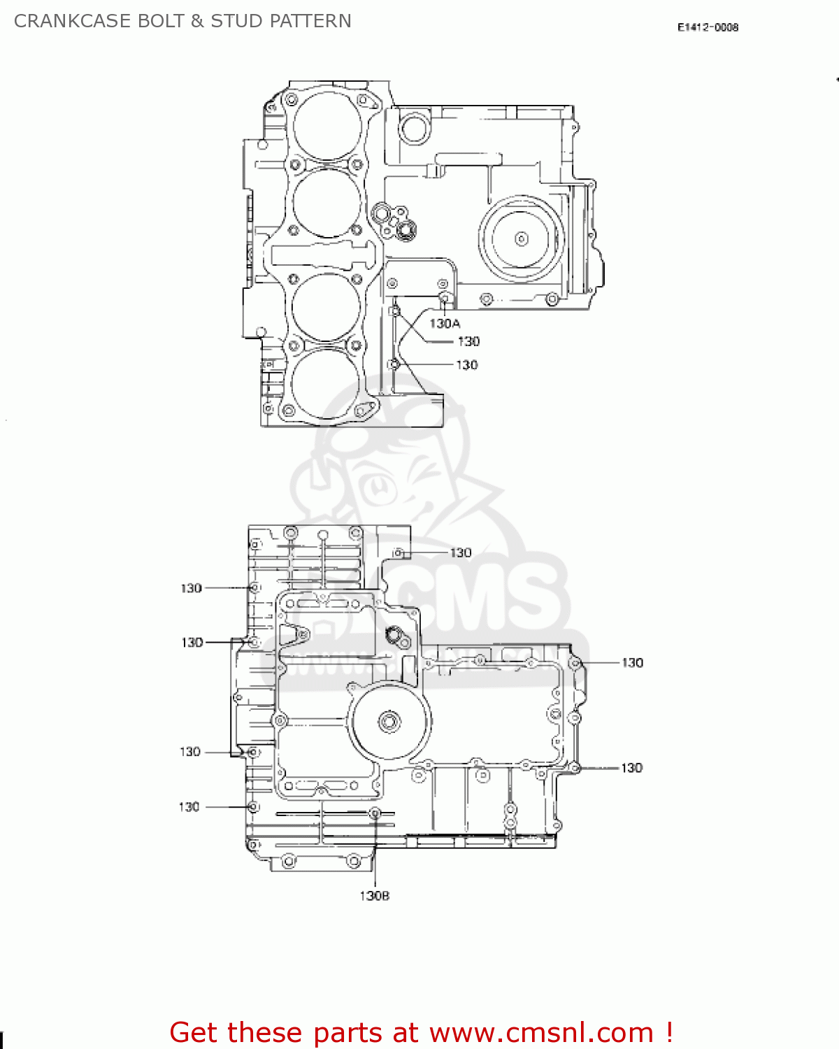 CRANKCASE BOLT & STUD PATTERN KZ1000J3 1983 USA CANADA