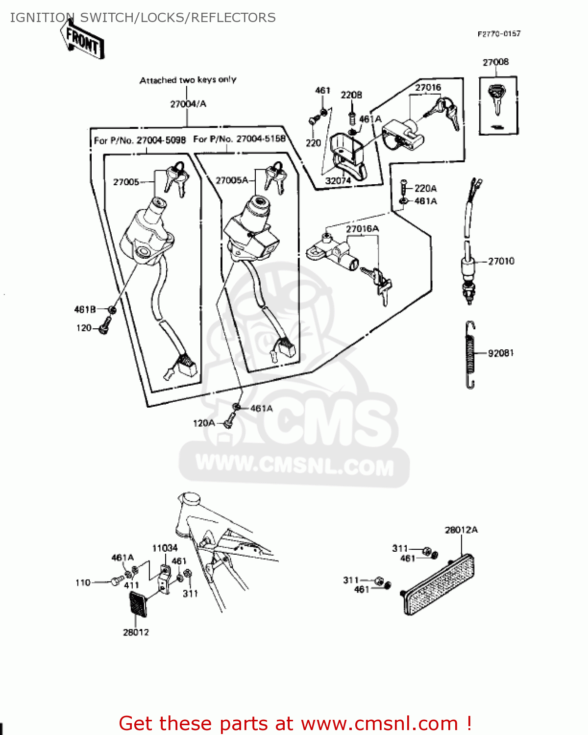 IGNITION SWITCH/LOCKS/REFLECTORS KZ1000J3 1983 USA CANADA