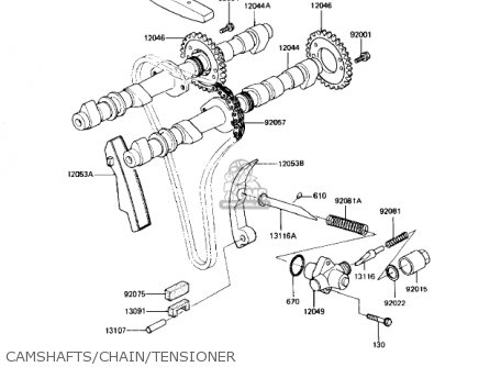 CAMSHAFTS/CHAIN/TENSIONER - KZ1000J3 1983 USA CANADA