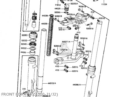 FRONT FORK (KZ1000-J1/J2) - KZ1000J3 1983 USA CANADA