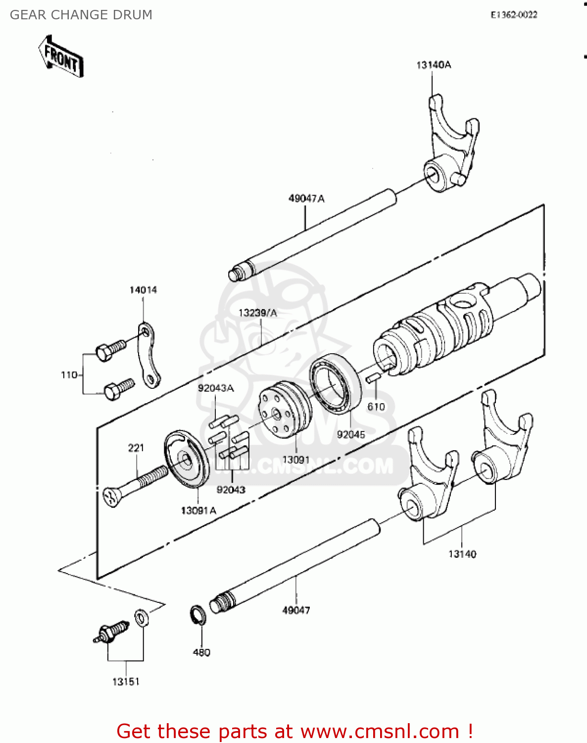 GEAR CHANGE DRUM KZ1000K1 LTD 1981 USA CANADA