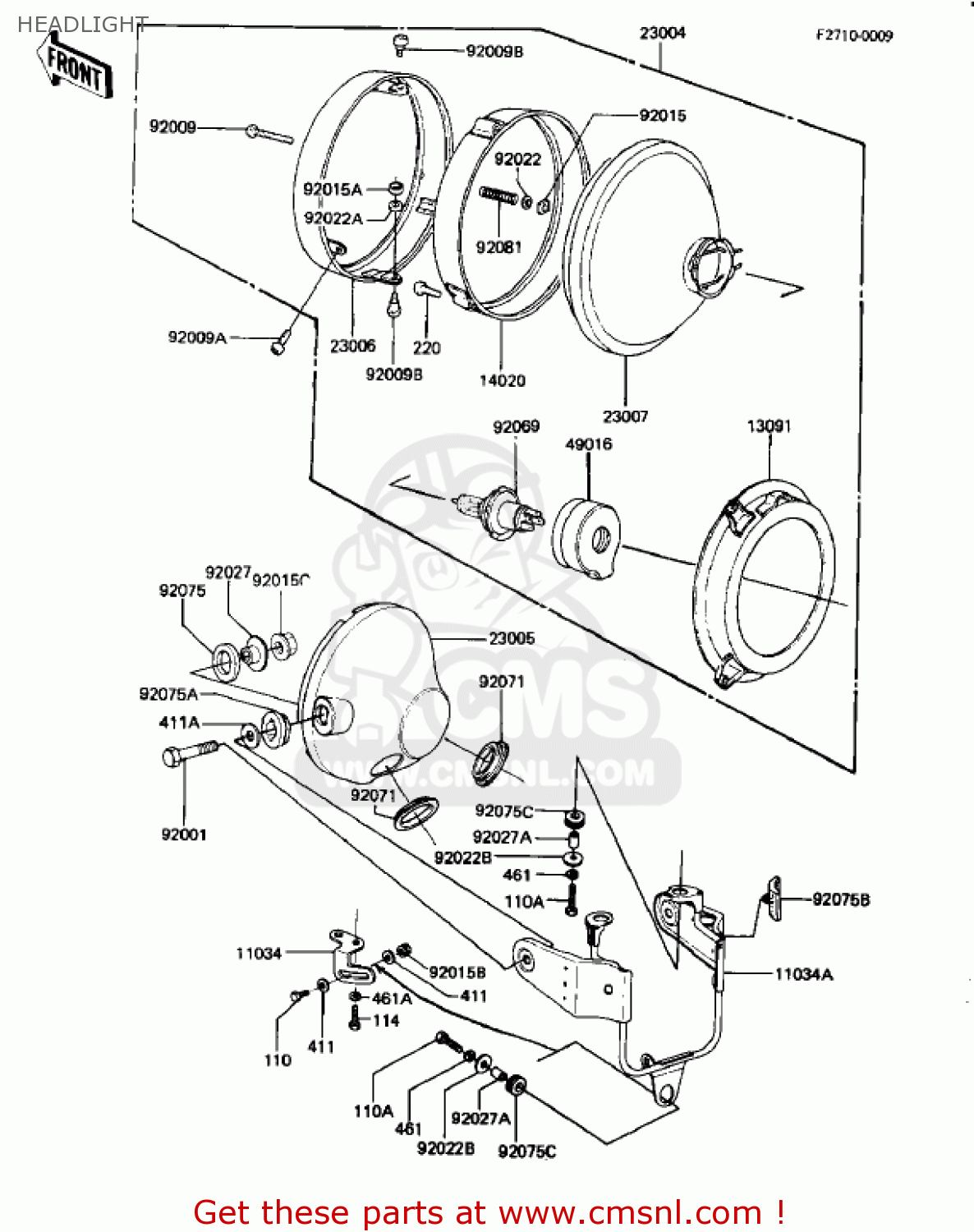 HEADLIGHT KZ1000K1 LTD 1981 USA CANADA