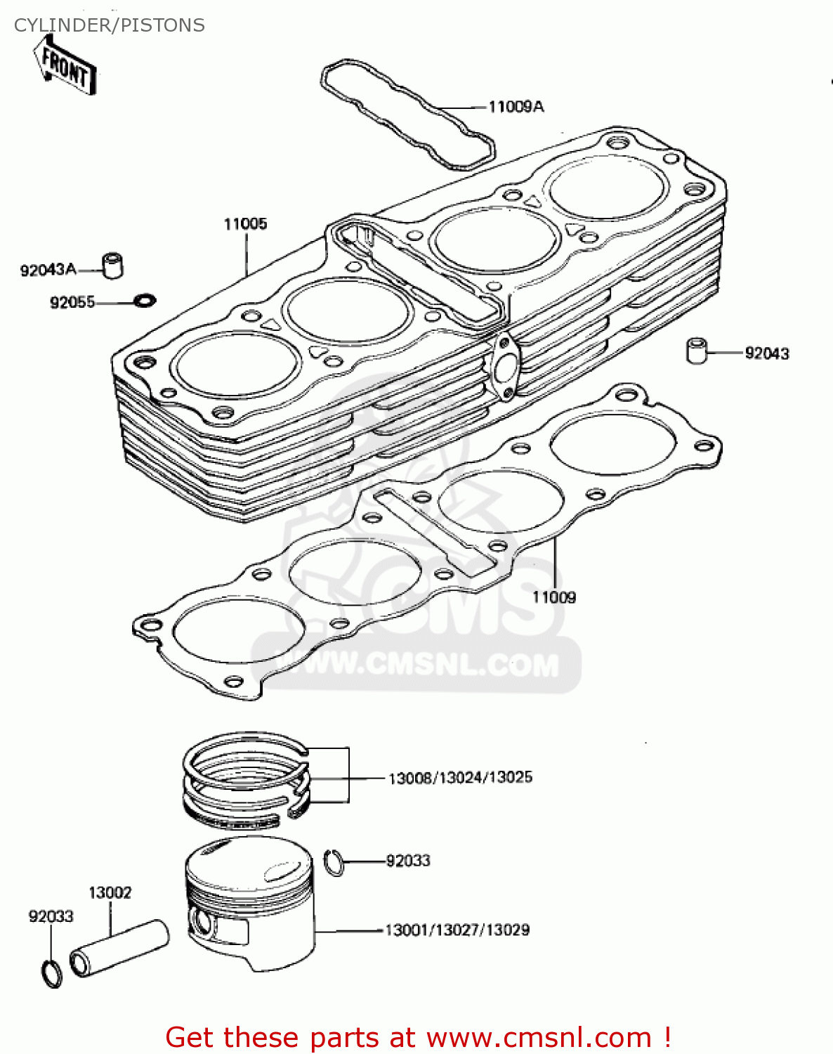 CYLINDER/PISTONS KZ1000K1 LTD 1981 USA CANADA
