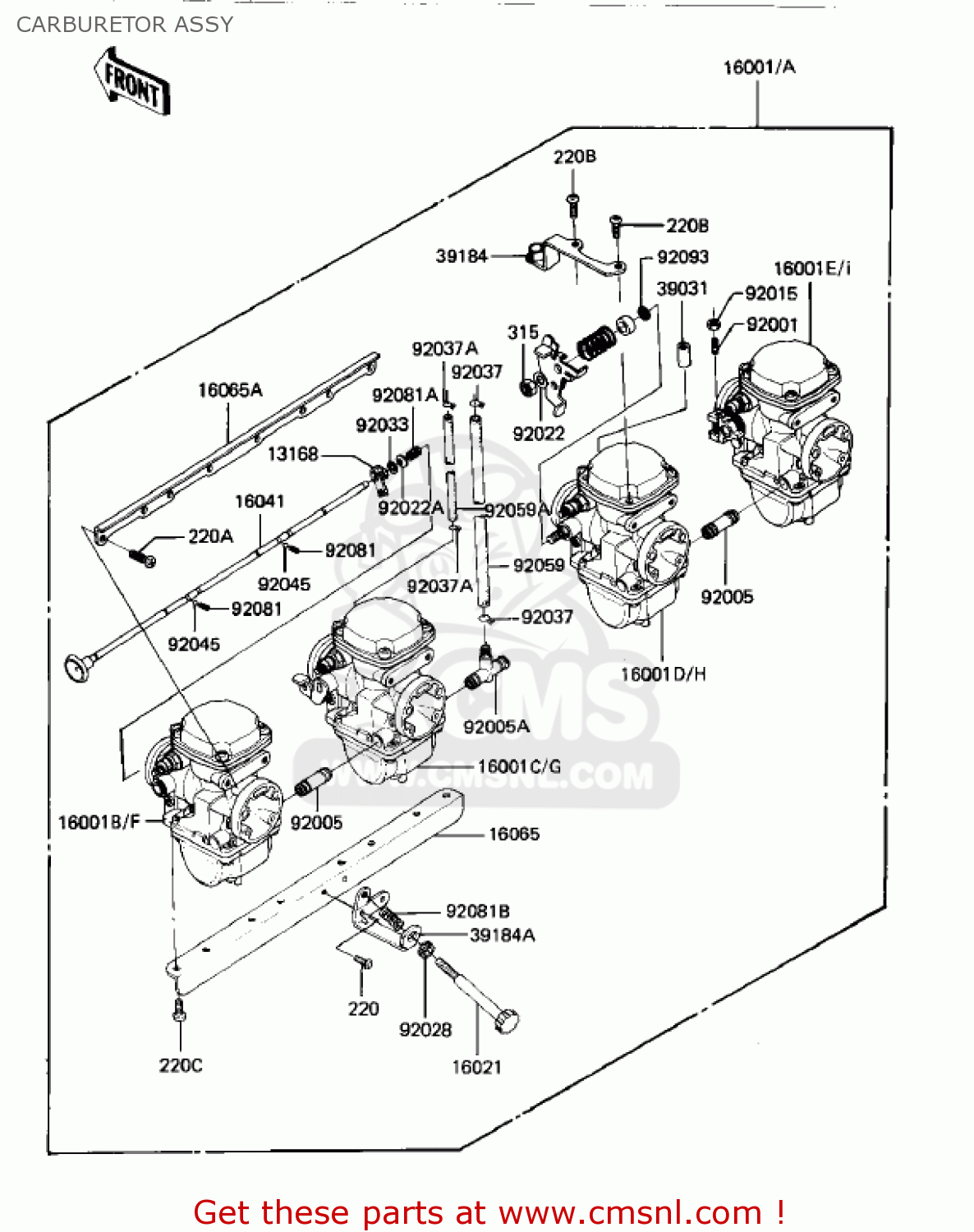 CARBURETOR ASSY KZ1000K1 LTD 1981 USA CANADA