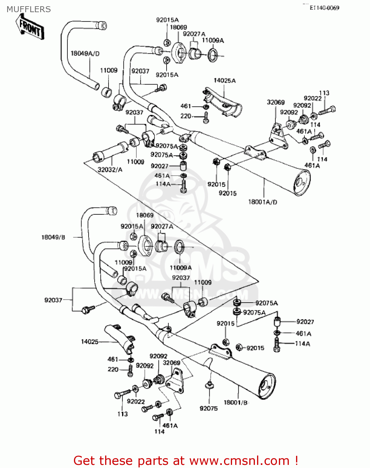 MUFFLERS KZ1000K1 LTD 1981 USA CANADA
