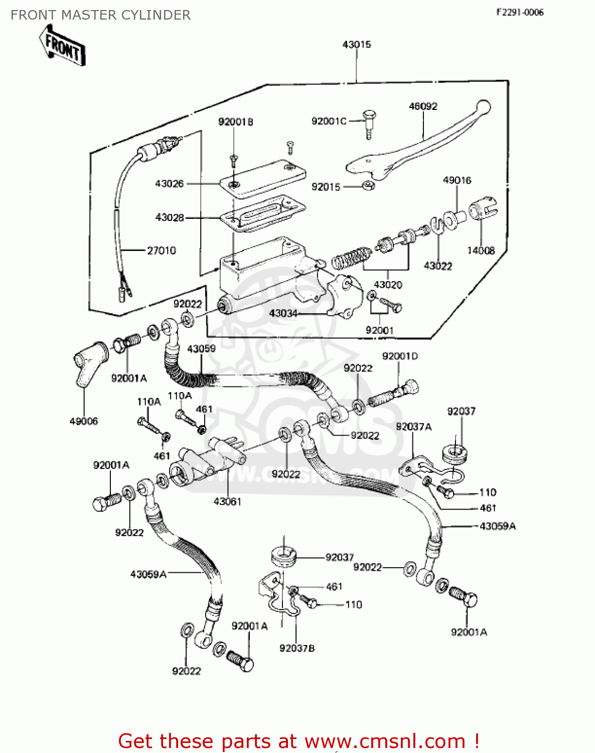 FRONT MASTER CYLINDER KZ1000K1 LTD 1981 USA CANADA