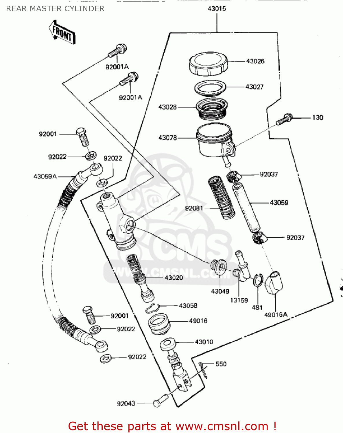 REAR MASTER CYLINDER KZ1000K1 LTD 1981 USA CANADA