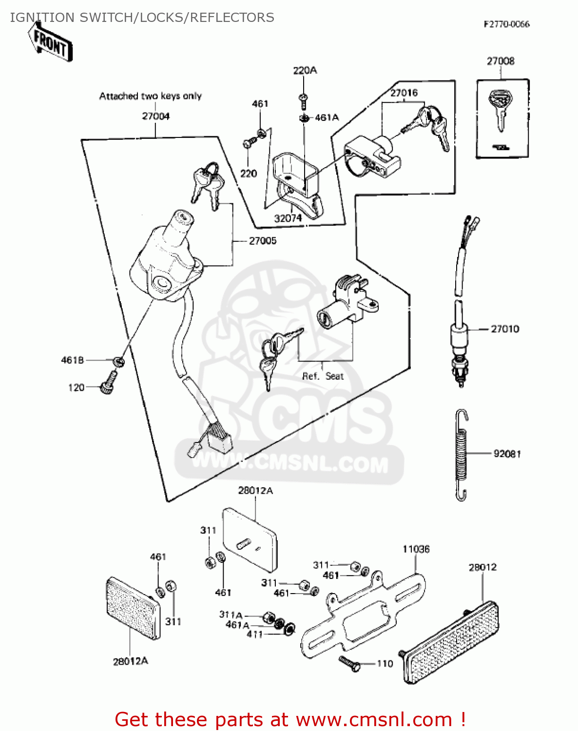 IGNITION SWITCH/LOCKS/REFLECTORS KZ1000K1 LTD 1981 USA CANADA