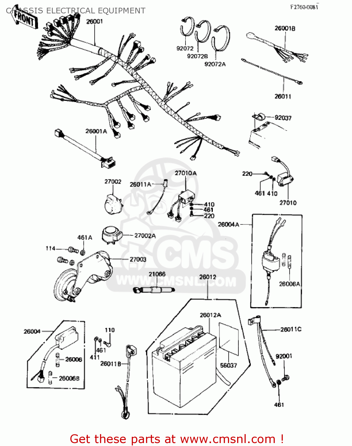 CHASSIS ELECTRICAL EQUIPMENT KZ1000K1 LTD 1981 USA CANADA