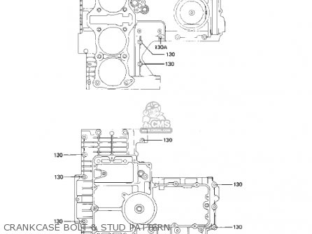 CRANKCASE BOLT & STUD PATTERN - KZ1000K1 LTD 1981 USA CANADA