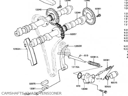 CAMSHAFTS/CHAIN/TENSIONER - KZ1000K1 LTD 1981 USA CANADA
