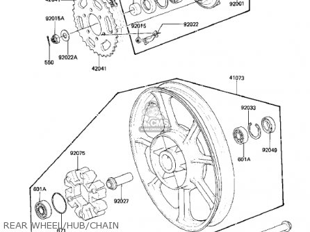 REAR WHEEL/HUB/CHAIN - KZ1000K1 LTD 1981 USA CANADA