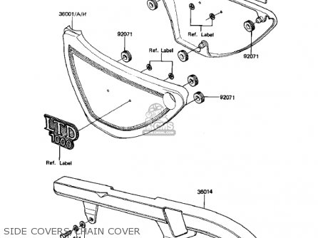 SIDE COVERS/CHAIN COVER - KZ1000K1 LTD 1981 USA CANADA
