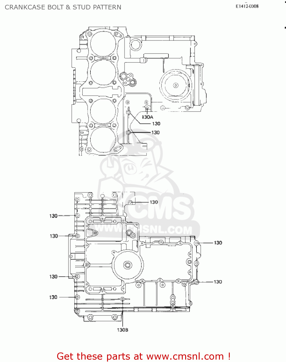 CRANKCASE BOLT & STUD PATTERN KZ1000K2 LTD 1982 USA CANADA