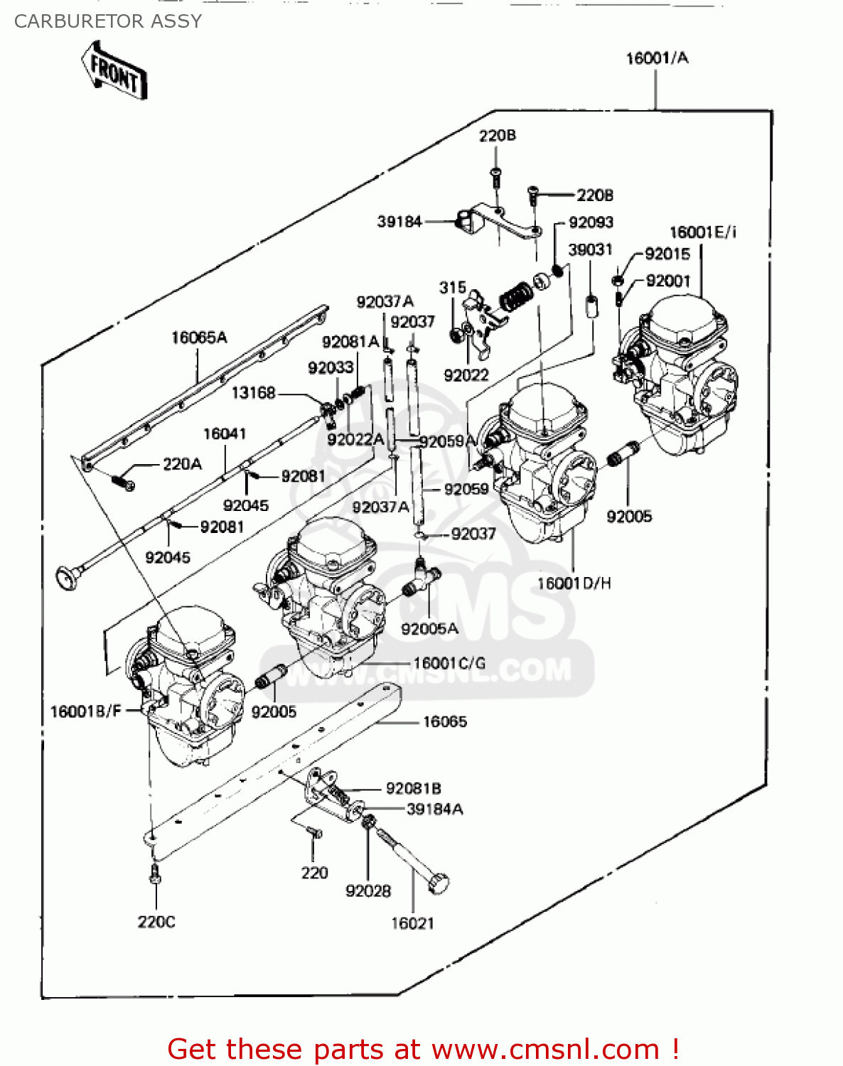 CARBURETOR ASSY KZ1000K2 LTD 1982 USA CANADA