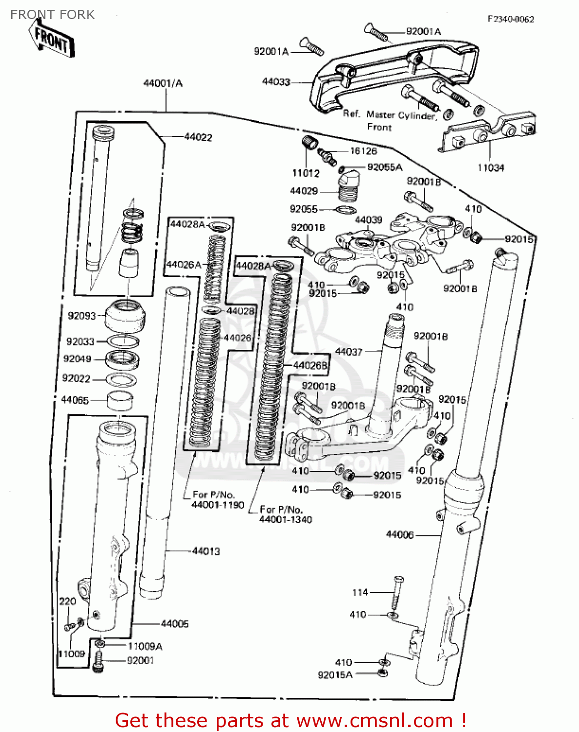 FRONT FORK KZ1000K2 LTD 1982 USA CANADA