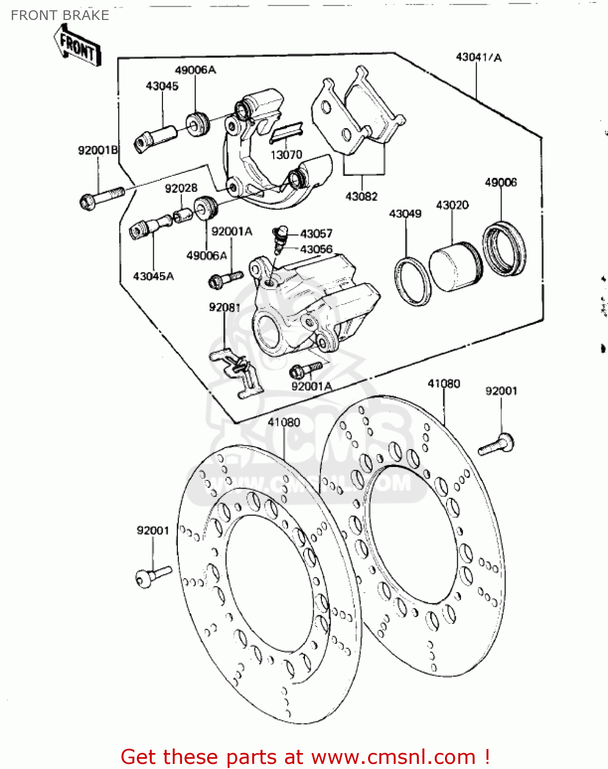 FRONT BRAKE KZ1000K2 LTD 1982 USA CANADA