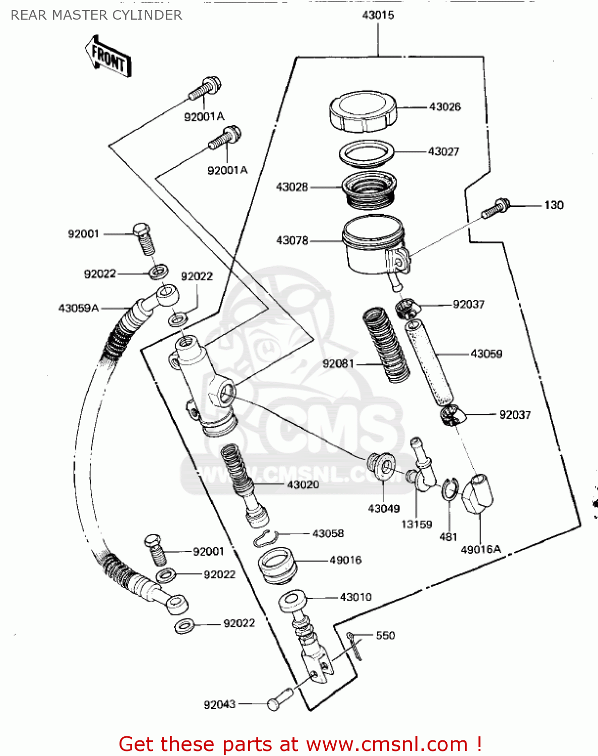 REAR MASTER CYLINDER KZ1000K2 LTD 1982 USA CANADA