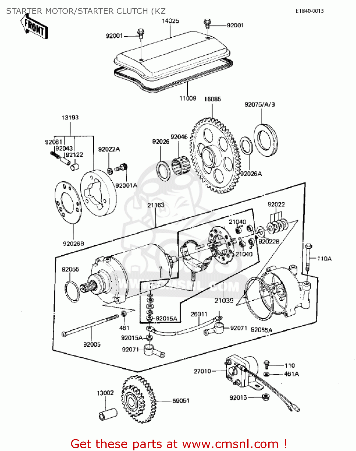 STARTER MOTOR/STARTER CLUTCH (KZ KZ1000K2 LTD 1982 USA CANADA