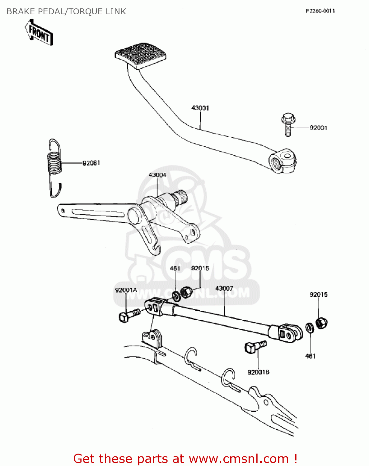 BRAKE PEDAL/TORQUE LINK KZ1000K2 LTD 1982 USA CANADA