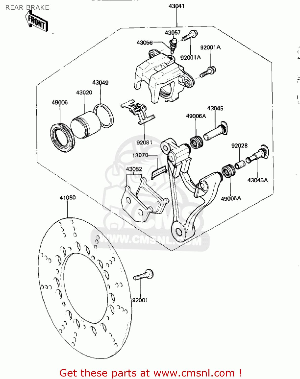 REAR BRAKE KZ1000K2 LTD 1982 USA CANADA