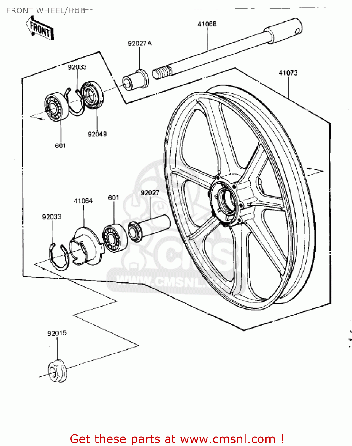 FRONT WHEEL/HUB KZ1000K2 LTD 1982 USA CANADA