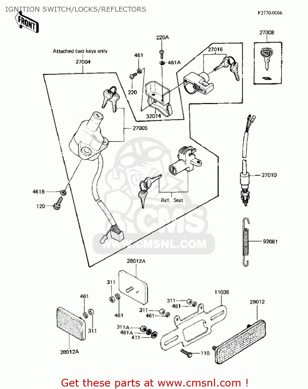 IGNITION SWITCH/LOCKS/REFLECTORS KZ1000K2 LTD 1982 USA CANADA