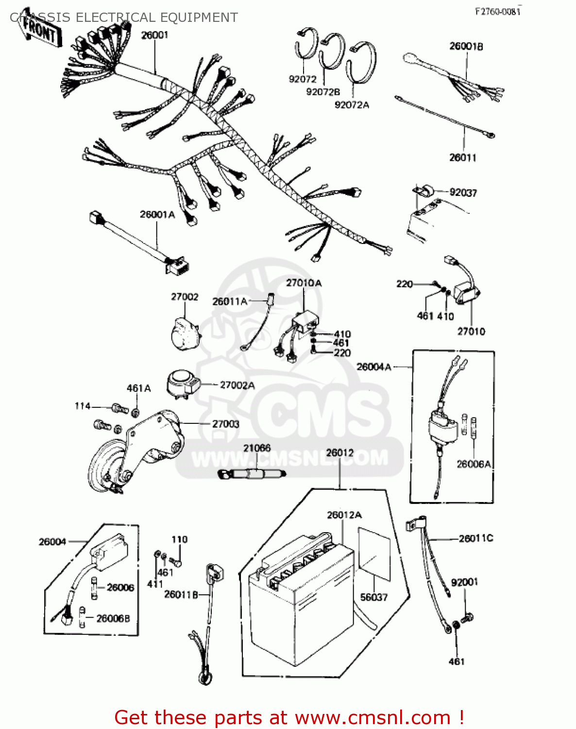 CHASSIS ELECTRICAL EQUIPMENT KZ1000K2 LTD 1982 USA CANADA