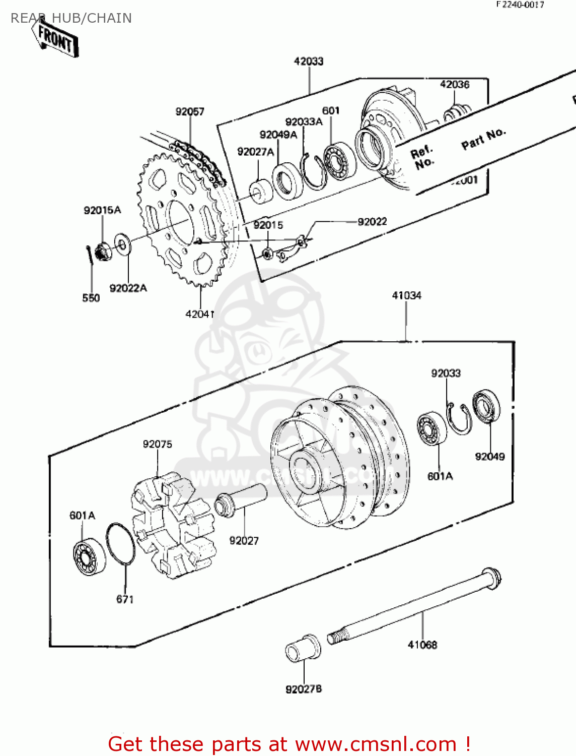 REAR HUB/CHAIN KZ1000M1 CSR 1981 USA CANADA