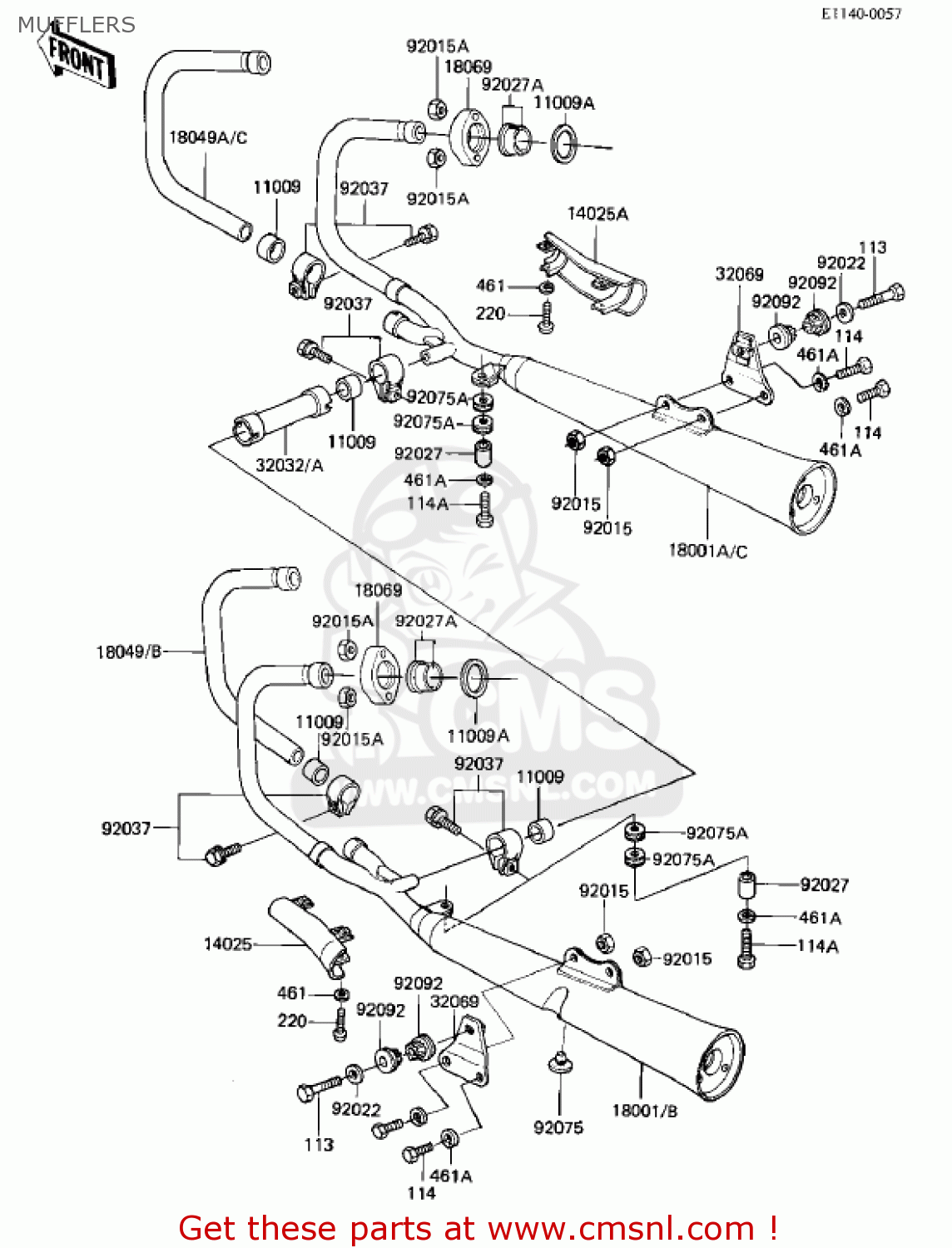 MUFFLERS KZ1000M1 CSR 1981 USA CANADA