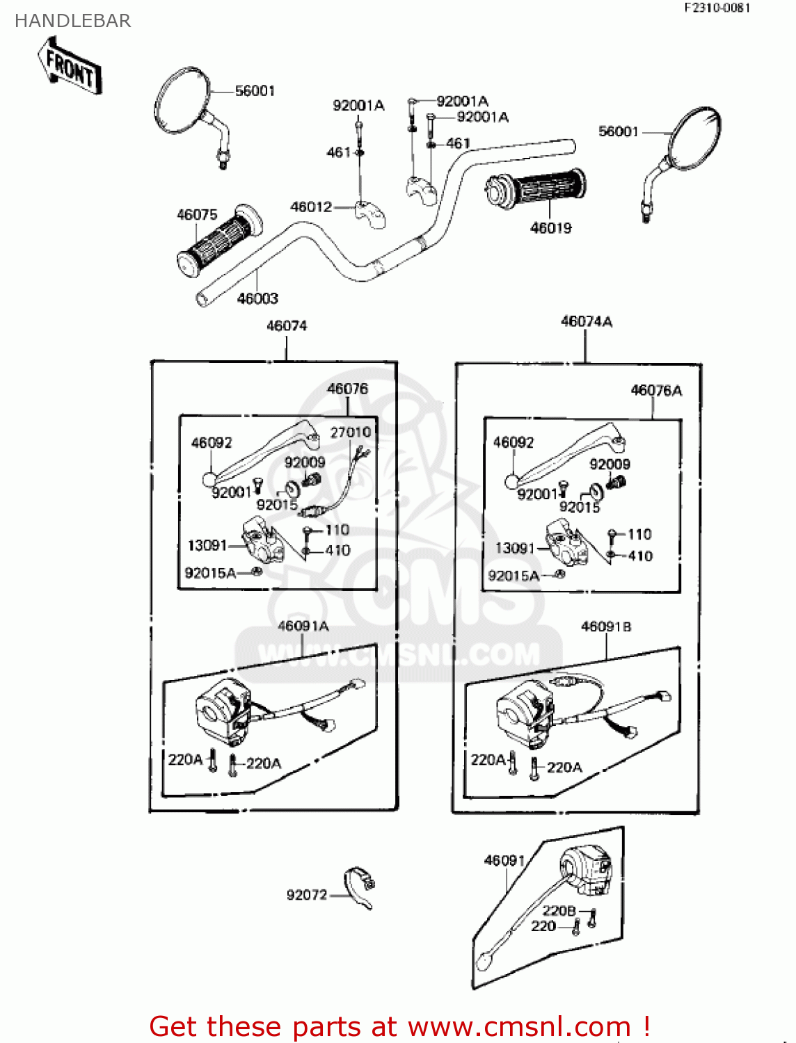 HANDLEBAR KZ1000M1 CSR 1981 USA CANADA