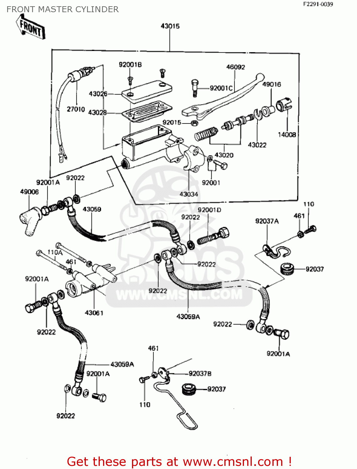 FRONT MASTER CYLINDER KZ1000M1 CSR 1981 USA CANADA
