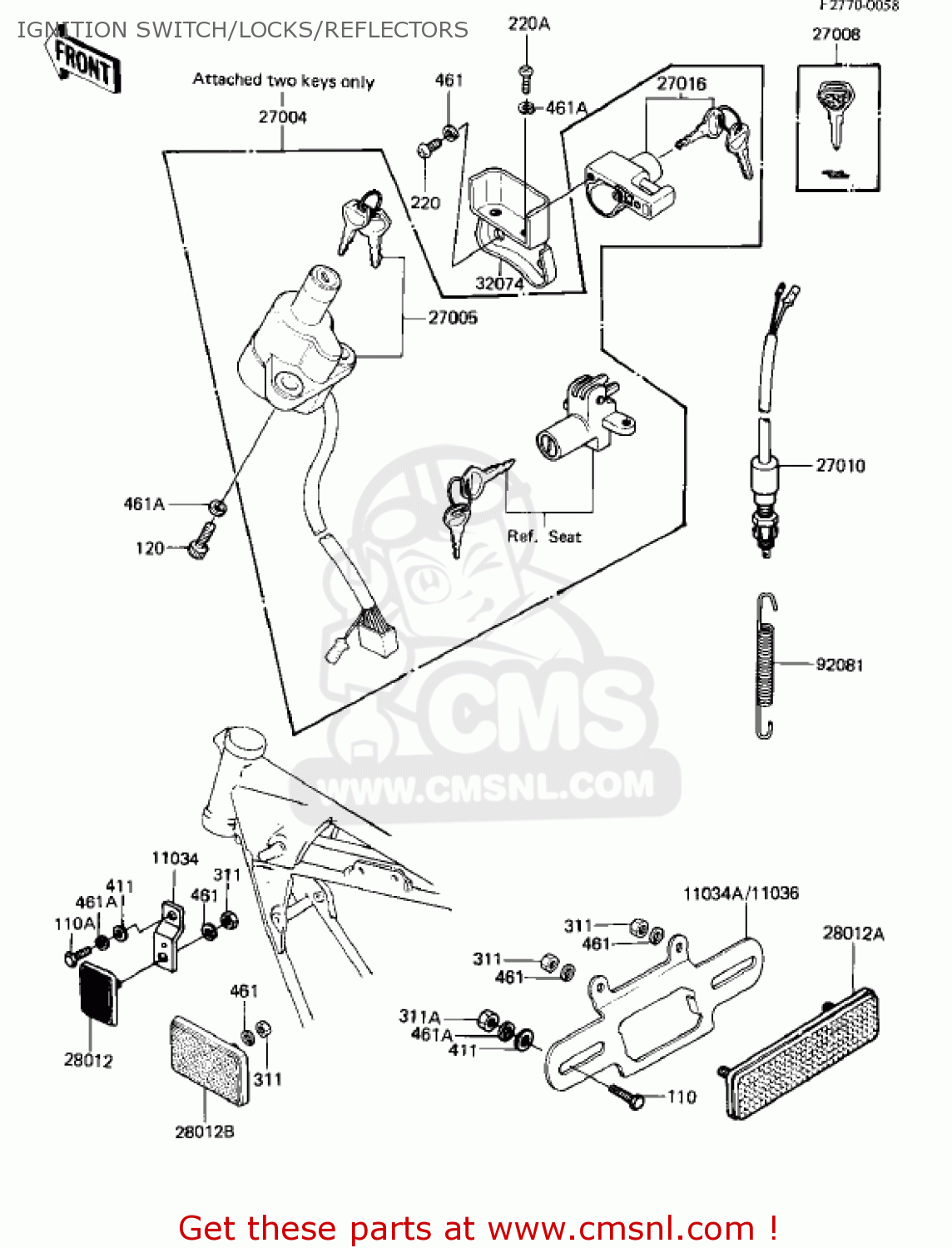 IGNITION SWITCH/LOCKS/REFLECTORS KZ1000M1 CSR 1981 USA CANADA