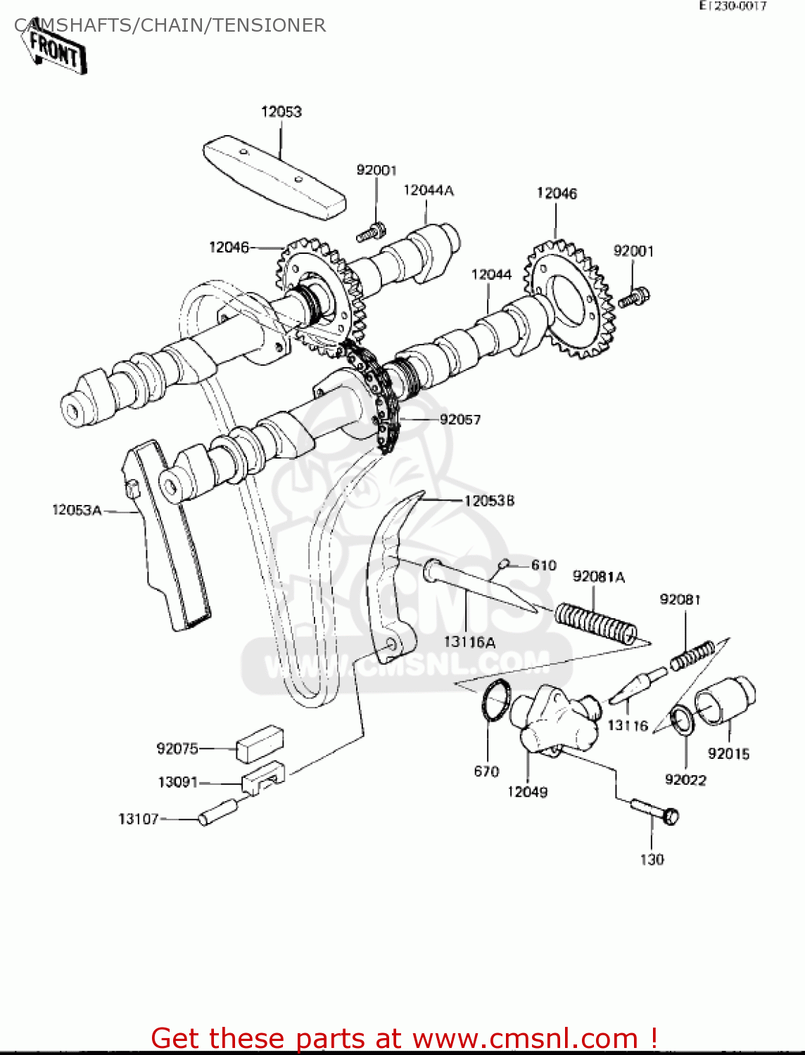 CAMSHAFTS/CHAIN/TENSIONER KZ1000M1 CSR 1981 USA CANADA
