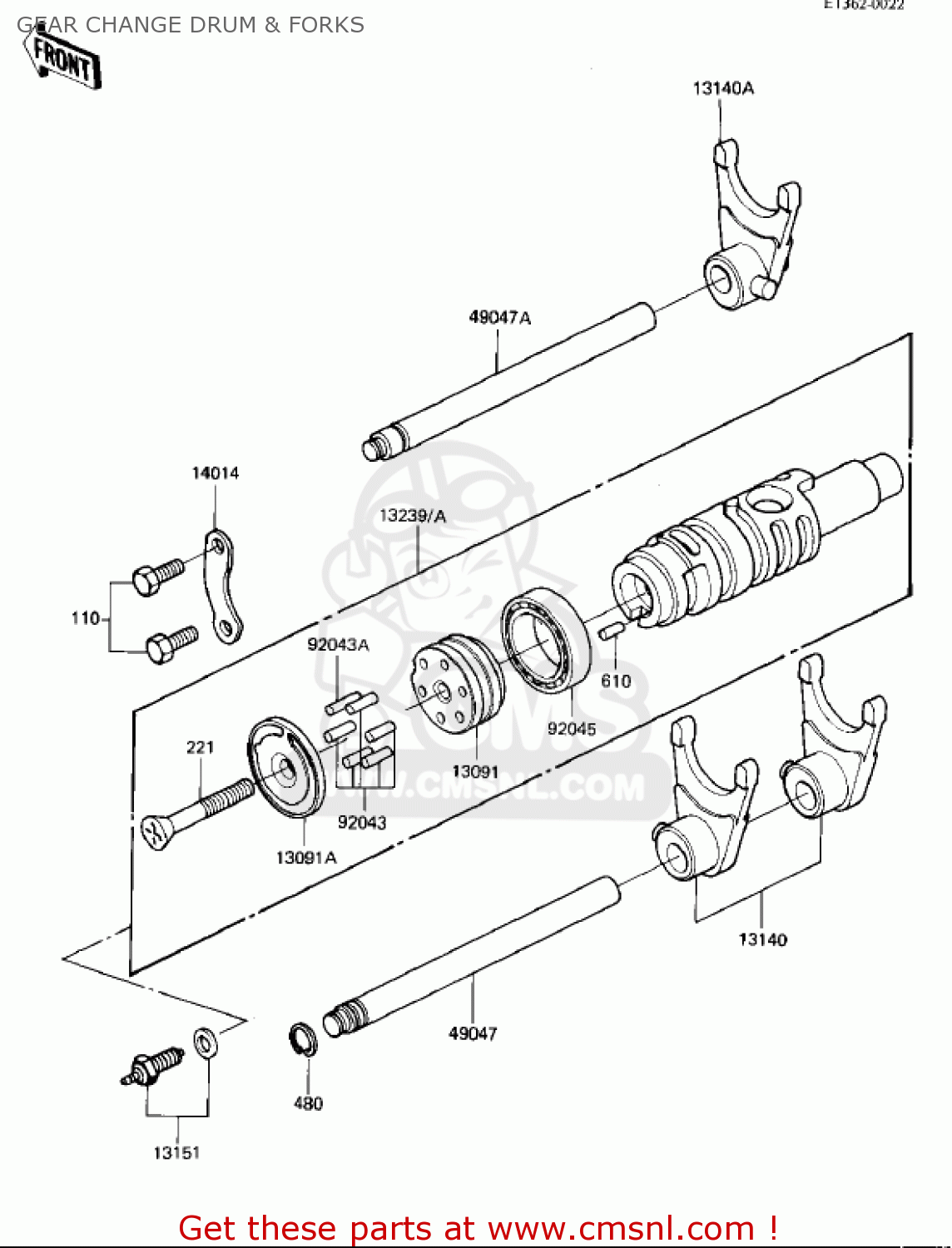 GEAR CHANGE DRUM & FORKS KZ1000M1 CSR 1981 USA CANADA