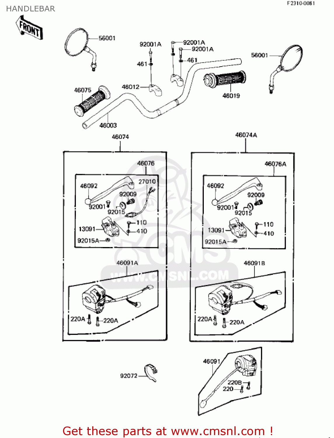 HANDLEBAR KZ1000M2 CSR 1982 USA CANADA
