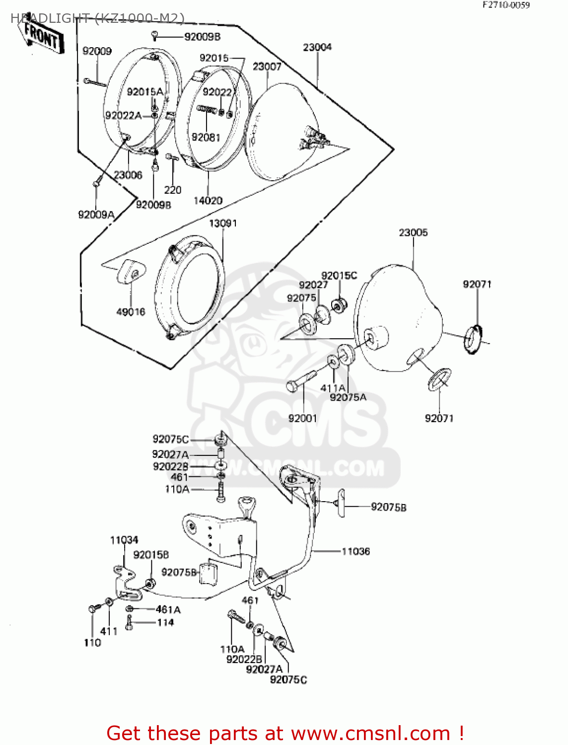 HEADLIGHT (KZ1000-M2) KZ1000M2 CSR 1982 USA CANADA