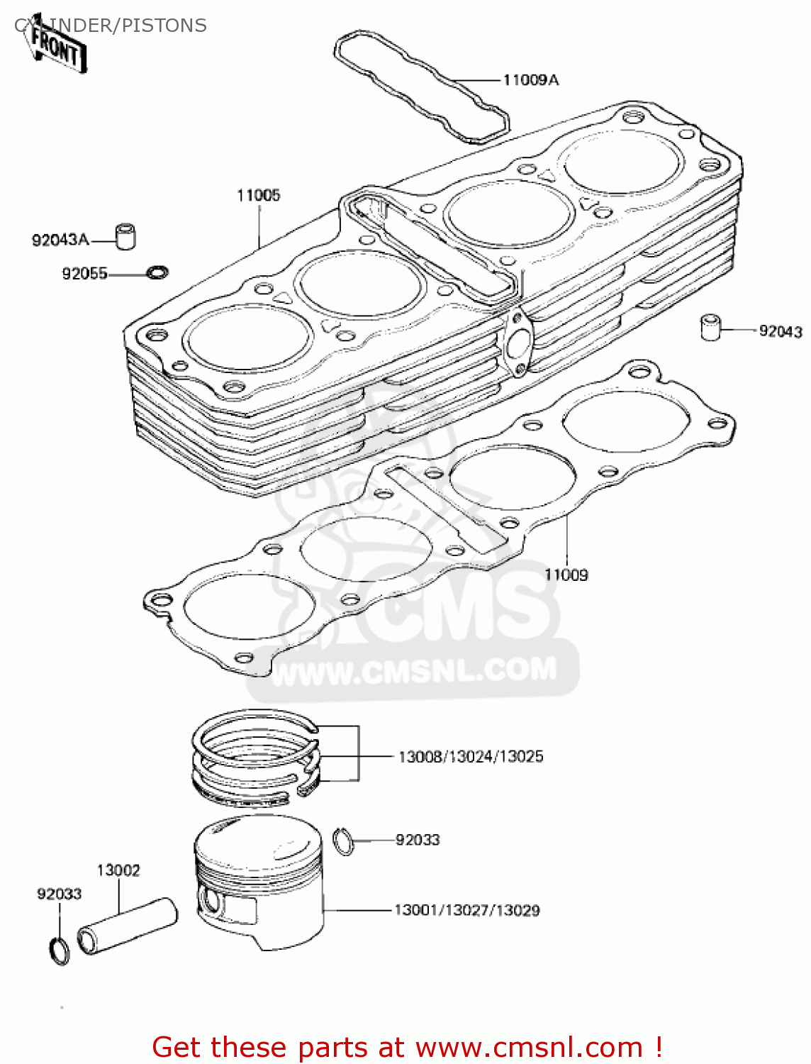 CYLINDER/PISTONS KZ1000M2 CSR 1982 USA CANADA