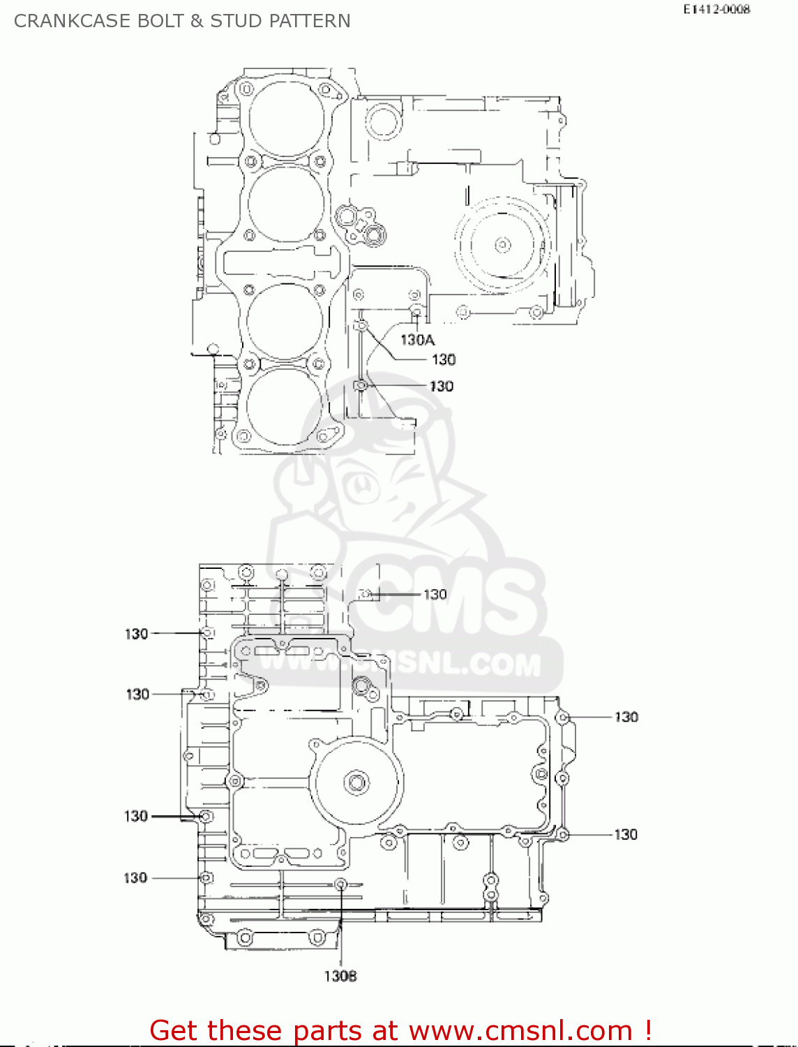 CRANKCASE BOLT & STUD PATTERN KZ1000M2 CSR 1982 USA CANADA