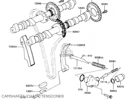 CAMSHAFTS/CHAIN/TENSIONER - KZ1000M2 CSR 1982 USA CANADA