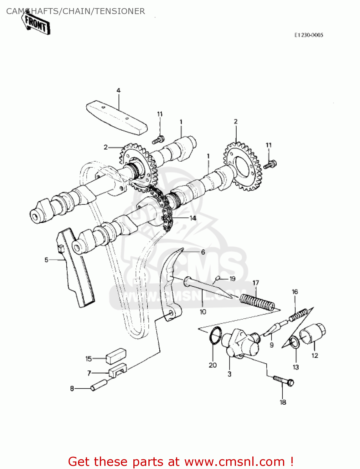 CAMSHAFTS/CHAIN/TENSIONER KZ1000P1 POLICE 1000 1982 USA