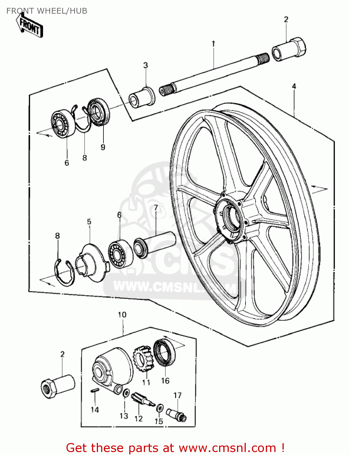 FRONT WHEEL/HUB KZ1000P1 POLICE 1000 1982 USA