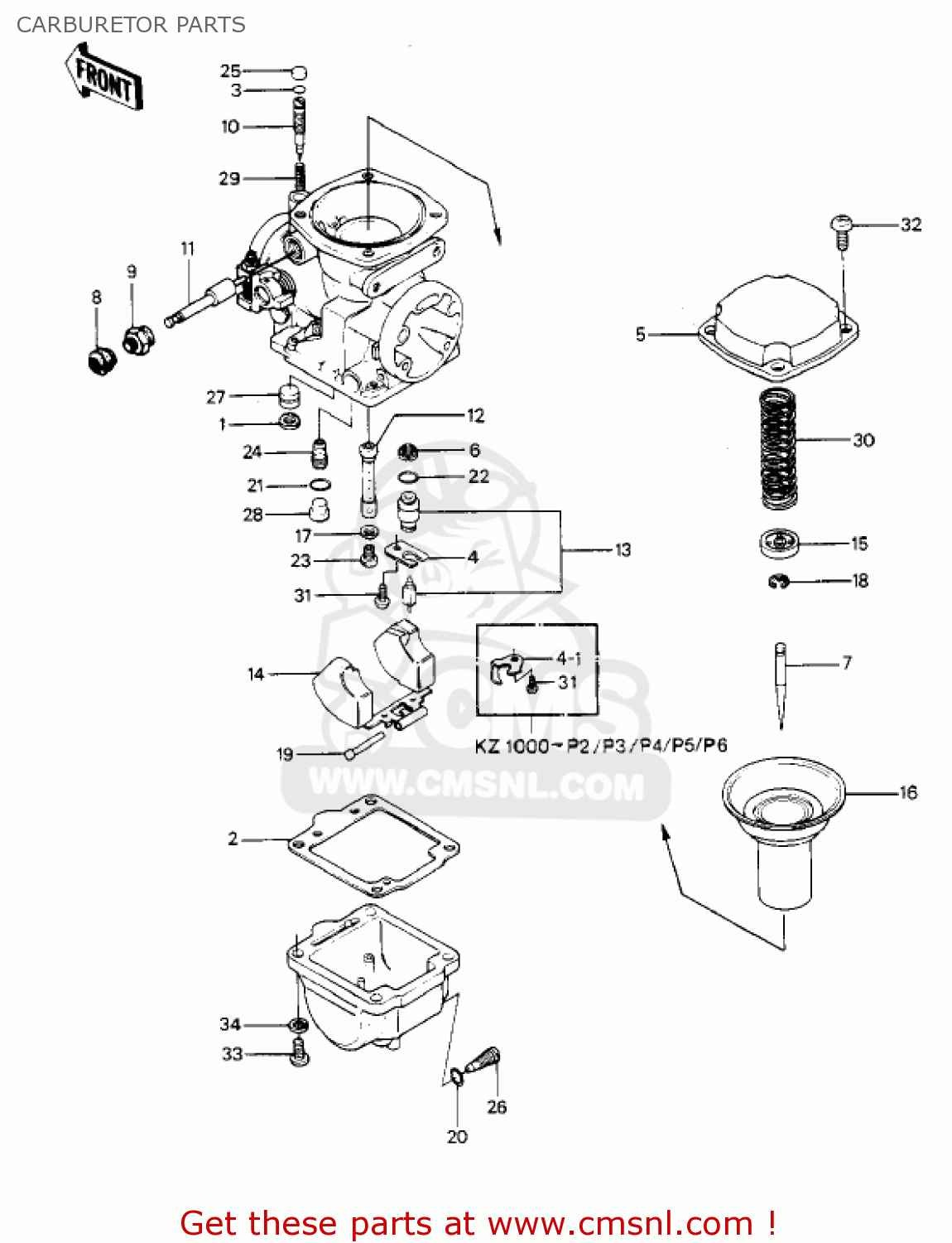 CARBURETOR PARTS KZ1000P1 POLICE 1000 1982 USA