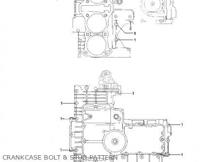 CRANKCASE BOLT & STUD PATTERN - KZ1000P1 POLICE 1000 1982 USA